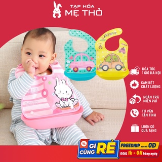 Combo 2 áo yếm ăn dặm có máng silicon chống thấm an toàn cho bé