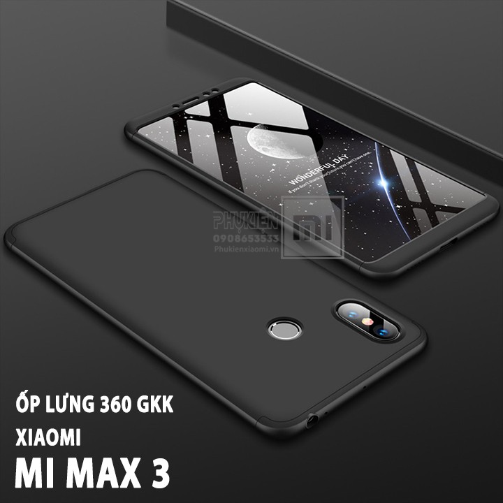 Ốp Lưng Xiaomi Mi Max 3 GKK 360 Độ (3 mảnh) - Viền Màu, Full Màu