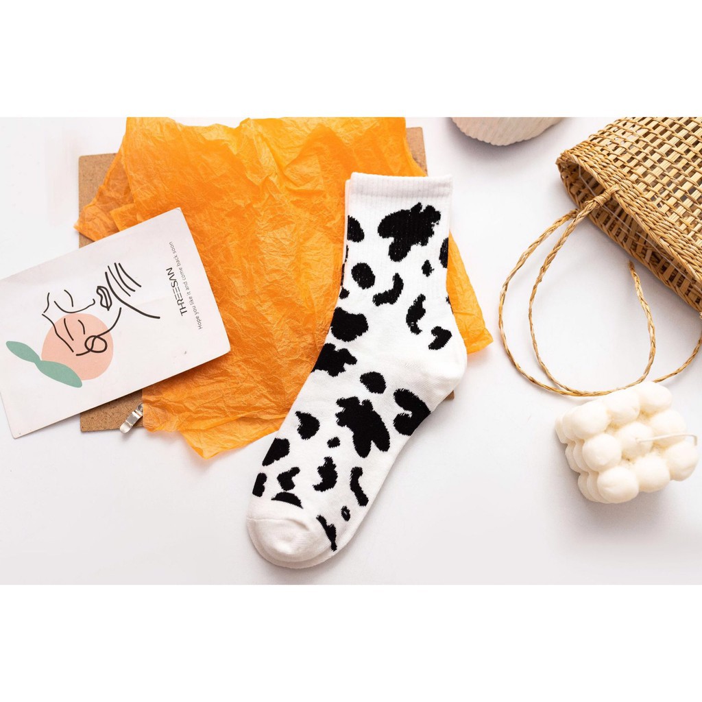 VỚ DÀI COTTON THOÁNG KHÍ HOẠ TIẾT DA BÒ l Vớ Nữ Thời Trang l Vớ Dài Nữ l Vớ Nữ Cổ Dài