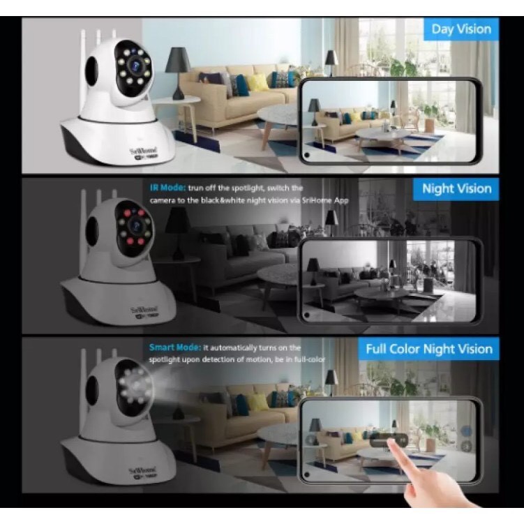  Camera WiFi SriHome SP029 FHD 1080P, Xoay 360 Độ - Quay Màu Ban Đêm | BigBuy360 - bigbuy360.vn