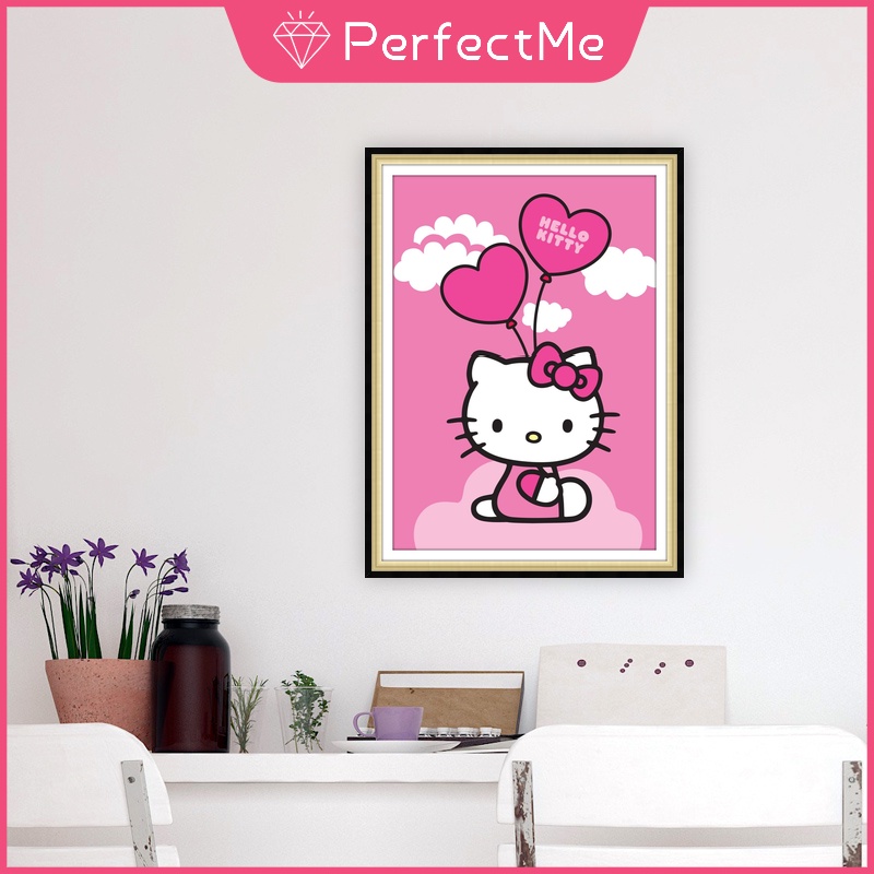 Bộ tranh đính đá 5D họa tiết hoạt hình Hello Kitty độc đáo DIY 30x40cm trang trí nhà cửa