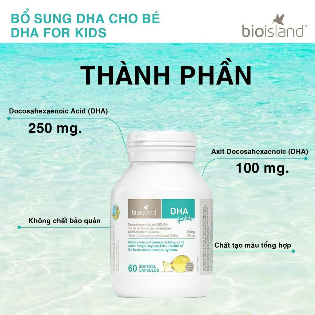 Dha cho bé bioisland phát triển não bộ - Dha for kids 60 viên làm tăng trí thông minh, khả năng nhận thức và tập trung