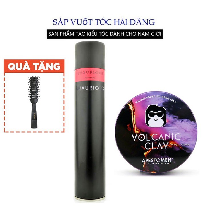 [CHÍNH HÃNG-TẶNG LƯỢC] Sáp vuốt tóc Volcanic Clay + Gôm xịt tóc Luxurious