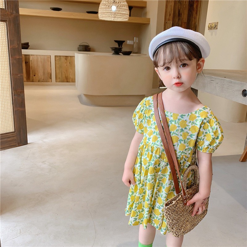 Váy hoa xuân điệu bé gái