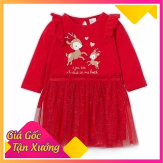 Dbg003- đầm váy đỏ bé gái tuần lộc noel size 2-6 tuổi vnxk