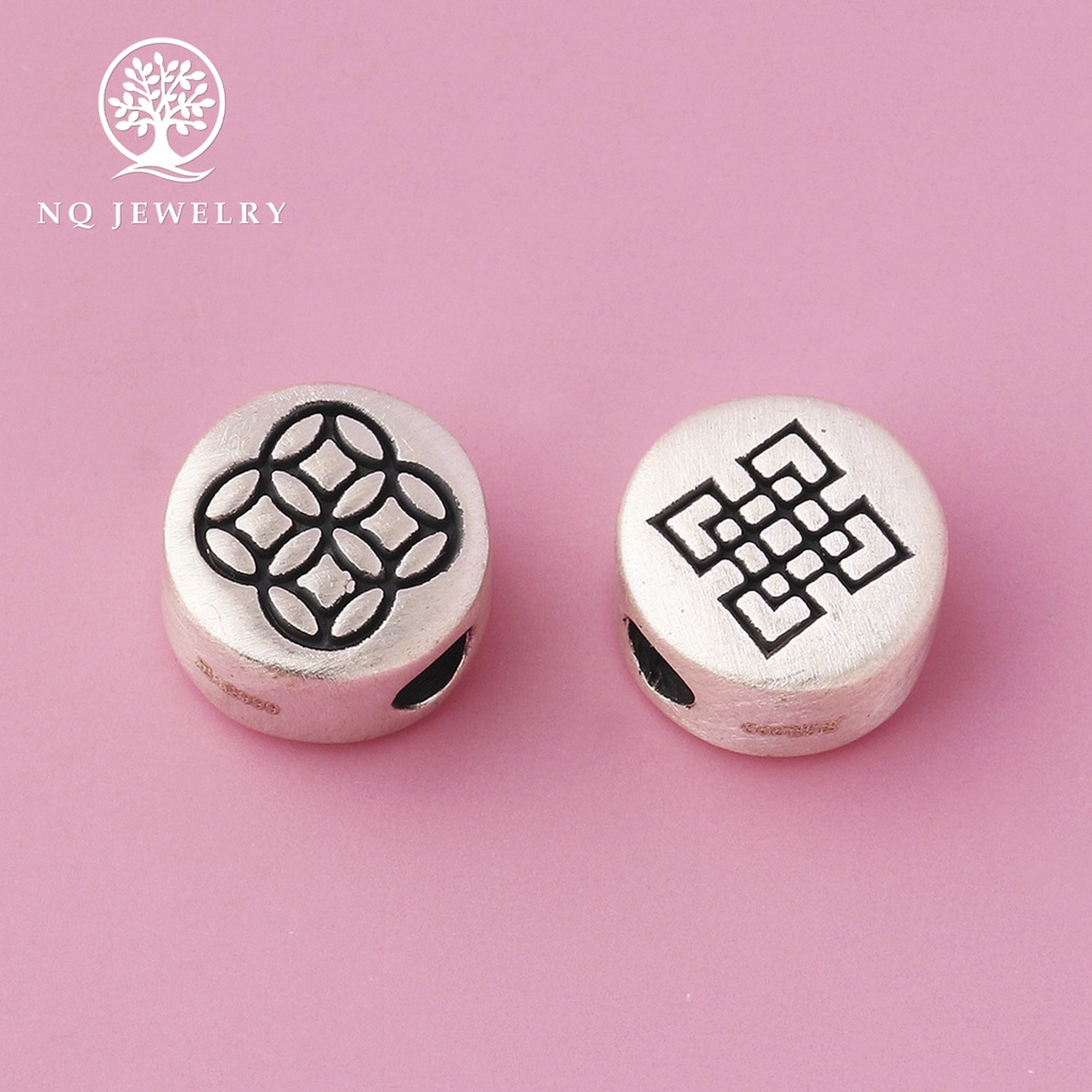 Charm bạc xỏ ngang họa tiết - NQ Jewelry