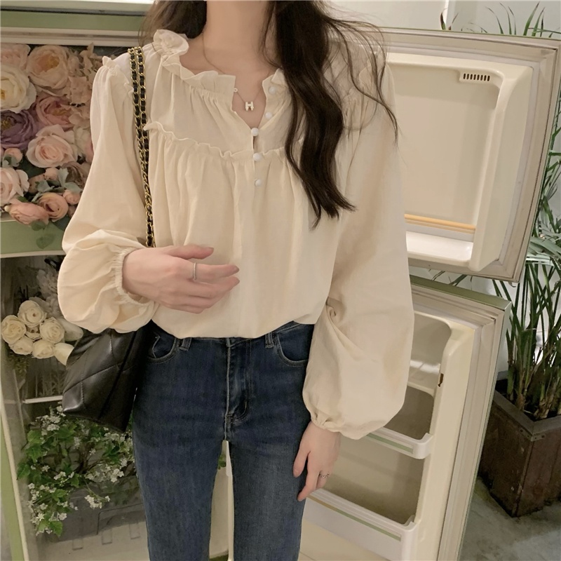 Áo Sơ Mi Dài Tay Phong Cách Retro Pháp 56461