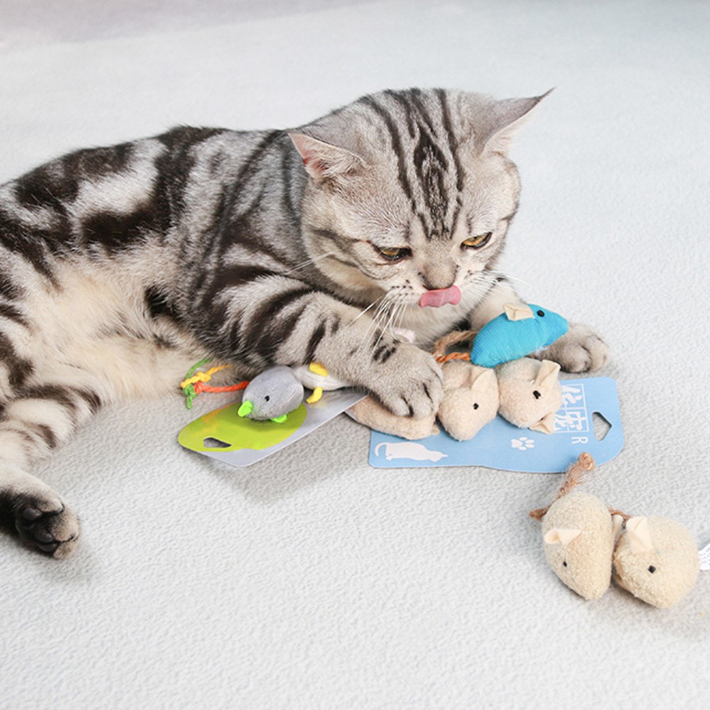 Set 3 Chú Chuột Nhồi Bông Đồ Chơi Dành Cho Mèo