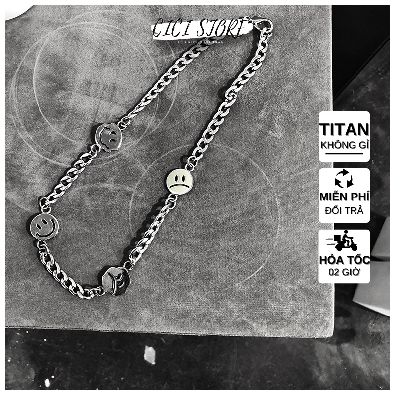 Vòng Cổ Titan Mặt Cười Phong Cách Hip Hop