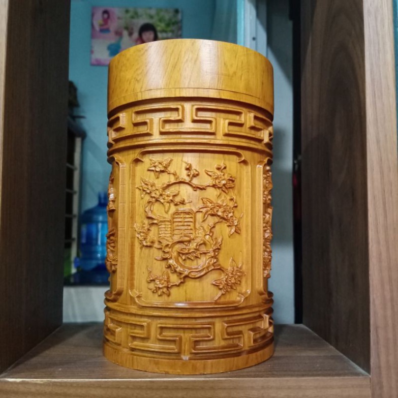 Hộp đựng chè đục tứ quí gỗ