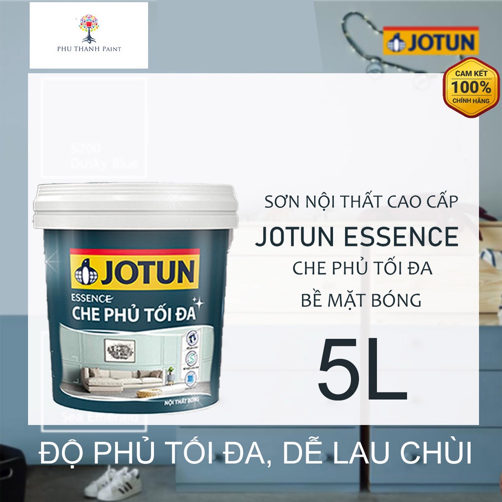 Sơn nước nội thất - Cao cấp - Jotun Che phủ tối đa - Bề mặt bóng - 5L