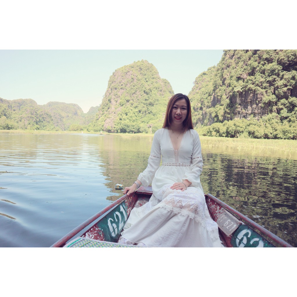 Đầm Maxi trắng Edini thanh lý