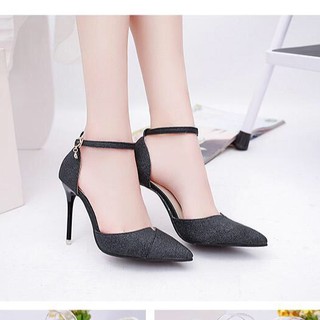 giày bít mũi kim tuyến đắp chéo gót nhọn 7p T&T  chuẩn không cần chỉnh