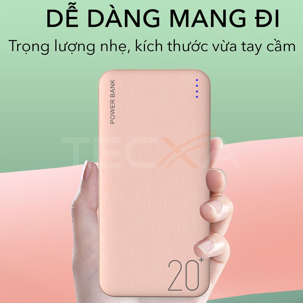 Sạc dự phòng 20000 mAh 2 cổng USB Sạc nhanh, nhỏ gọn tiện lợi