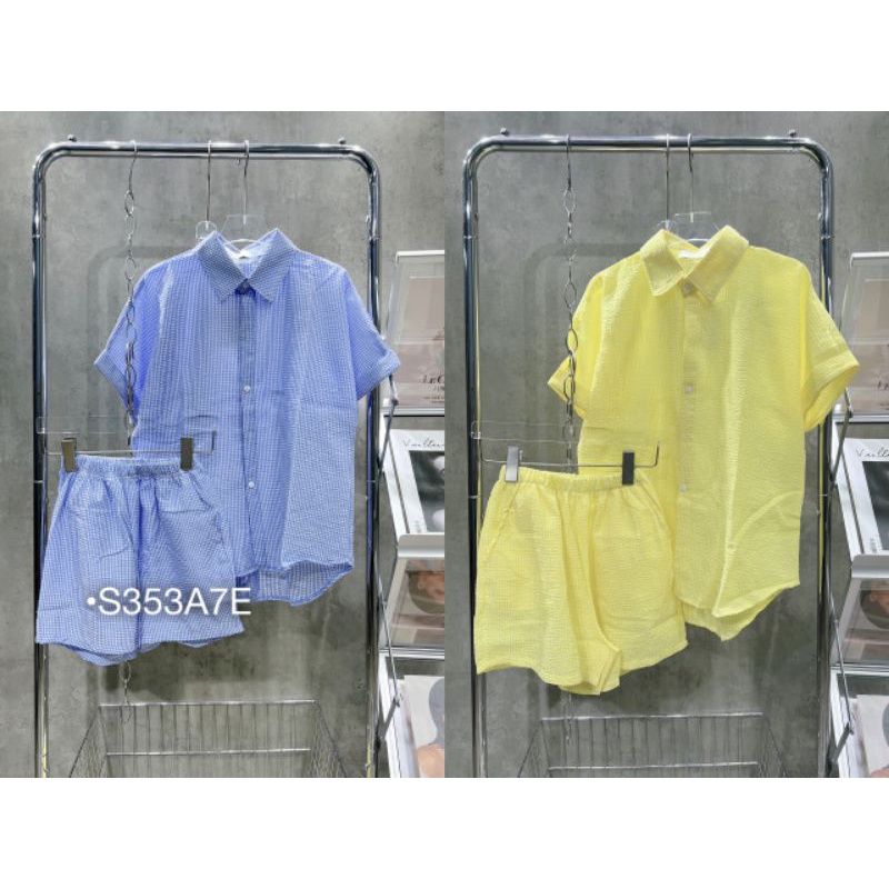 Set Sơ Mi Nữ Tay Ngắn Đi Biển ,Set Bộ Sơ Mi Kẻ Đũi Xốp Xẻ Tà Quần Đùi Phong Cách Ulzzang Unisex BEBEDOLL