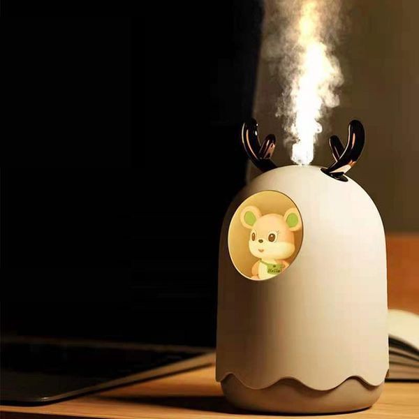 Máy phun sương tạo độ ẩm không khí bằng công nghệ siêu âm nano hình thú cute có đèn led 7 màu làm đèn ngủ tiện lợi