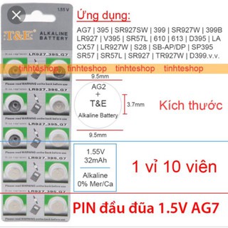 Vỉ 10 viên pin cúc áo alkaline ag7 – lr927h – 395a