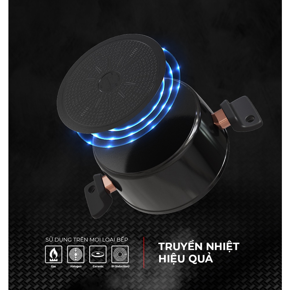 NỒI CHỐNG DÍNH SUNHOUSE ULTRA TITANIUM 18-20-24CM (BẢO HÀNH 3 NĂM)