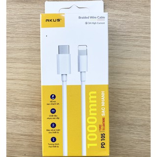 Cáp Sạc Nhanh iPhone TypeC To Lightning Chính Hãng Akus