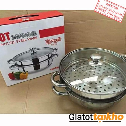 Nồi hấp 2 tầng inox