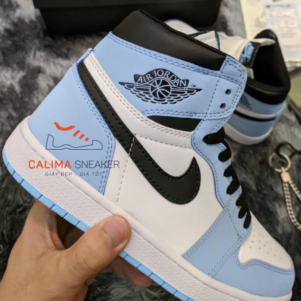 Giày Thể Thao Sneaker Jordan 1 High  Blue University, Giày JD1 Xanh Da Trời Cao Cổ Full BoxBill