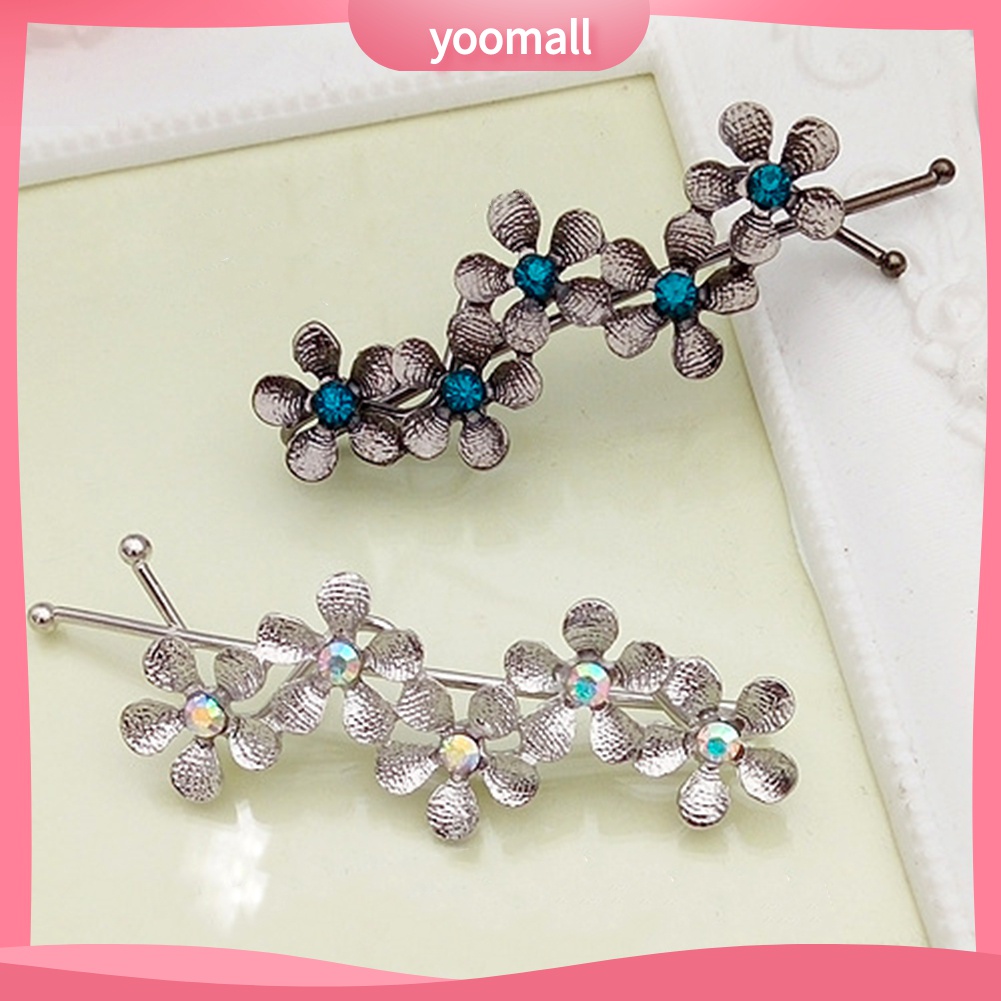 Yomall♡ Kẹp Tóc Hoa Đính Đá Lấp Lánh Cho Nữ