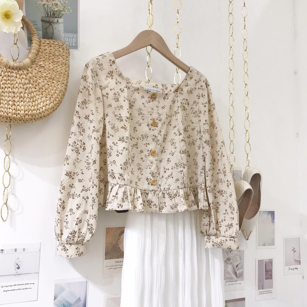 ÁO croptop cổ vuông hè 2021 hoa nhí | BigBuy360 - bigbuy360.vn