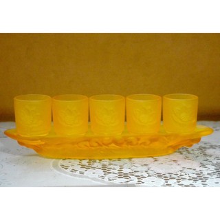 bộ 5 ly nước thờ cúng lưu ly vàng 🌺