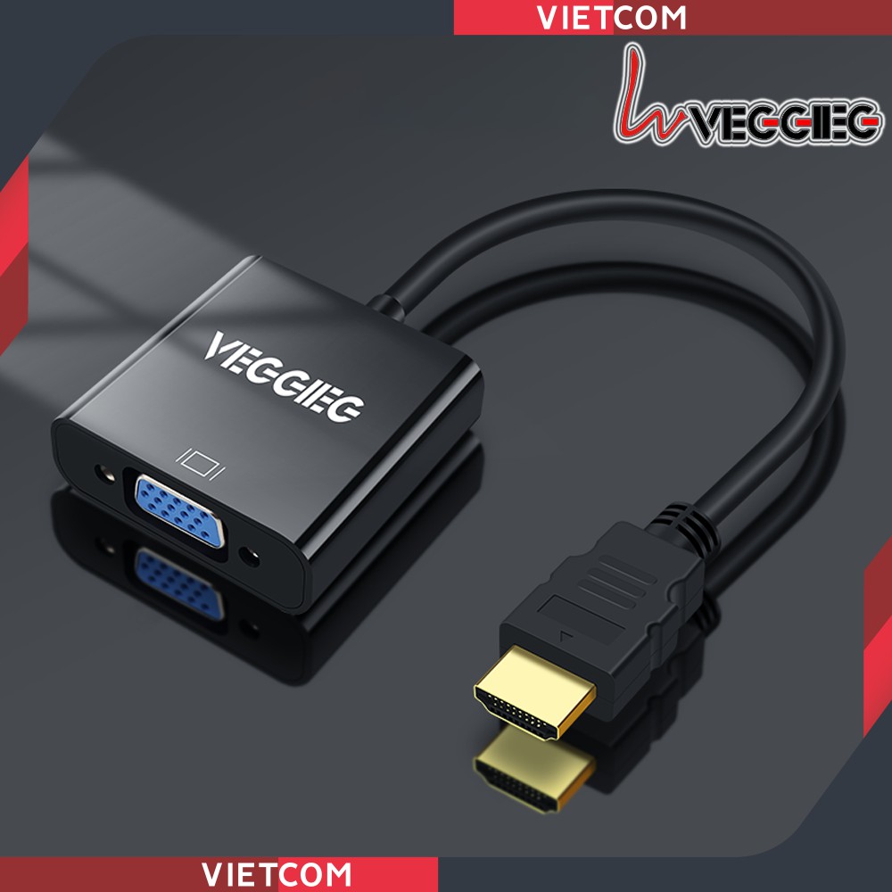 Cáp HDMI To VGA - Hàng chính hãng VEGGIEG - Hỗ trợ Full HD 1080P