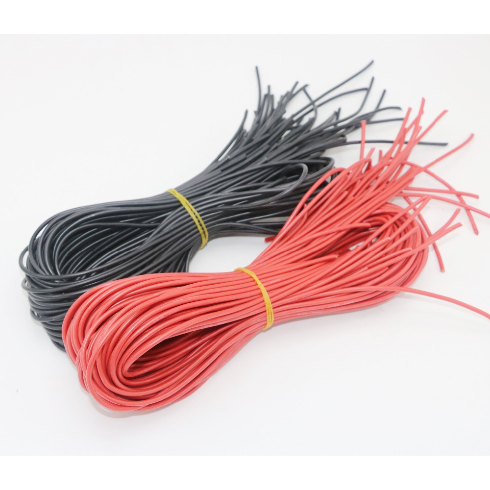 Set 10m Dây silicone 14 / 16 / 18 / 20AWG 5M Màu Đen Đỏ mỗi màu 5m