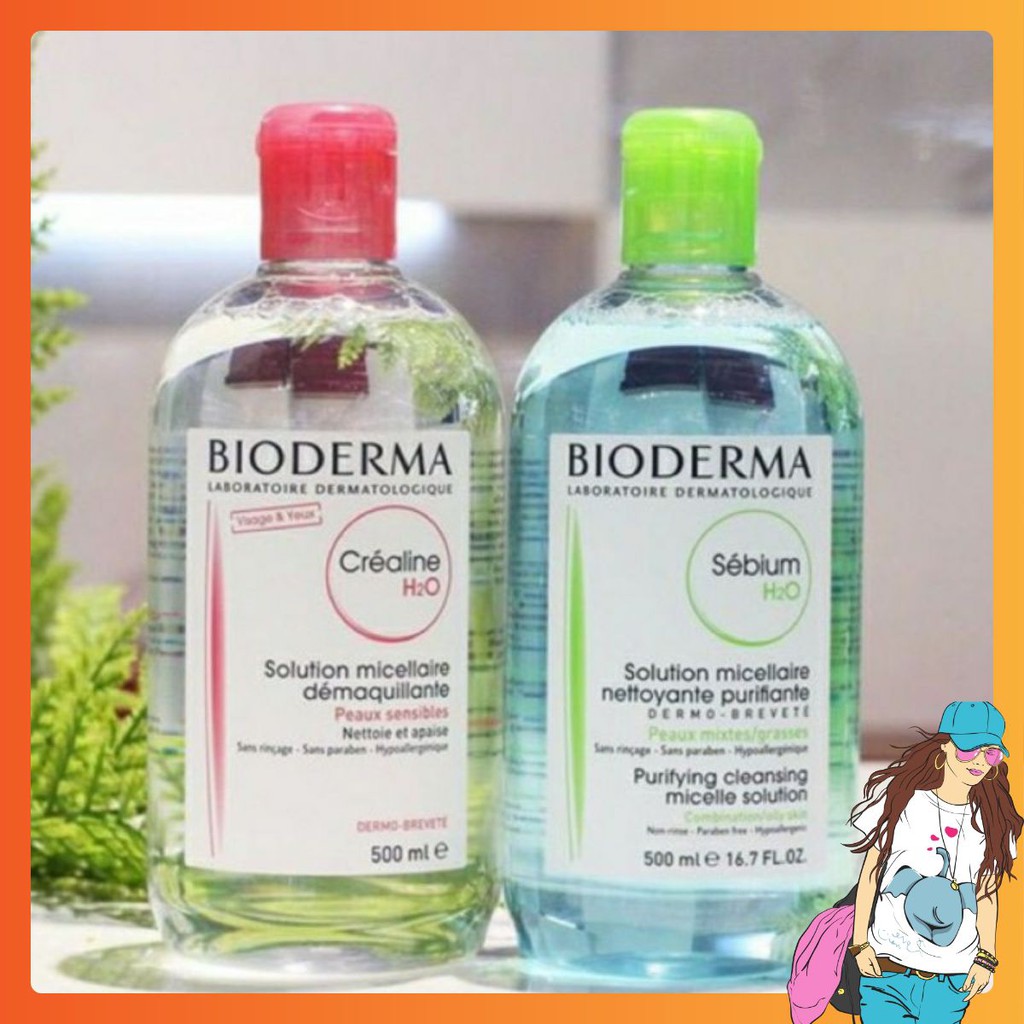 [BIG SALE] Nước Tẩy Trang Bioderma H2O 500ml Créaline Hồng, Sébium Xanh [SALE KHỦNG]