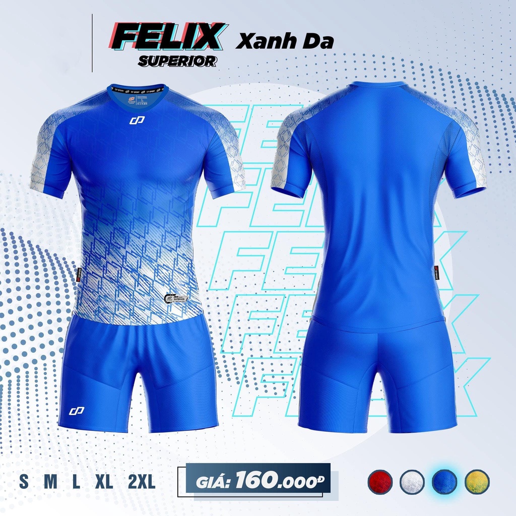 Áo bóng đá không logo thiết kế CP FELIX màu xanh bích CÓ IN tên số