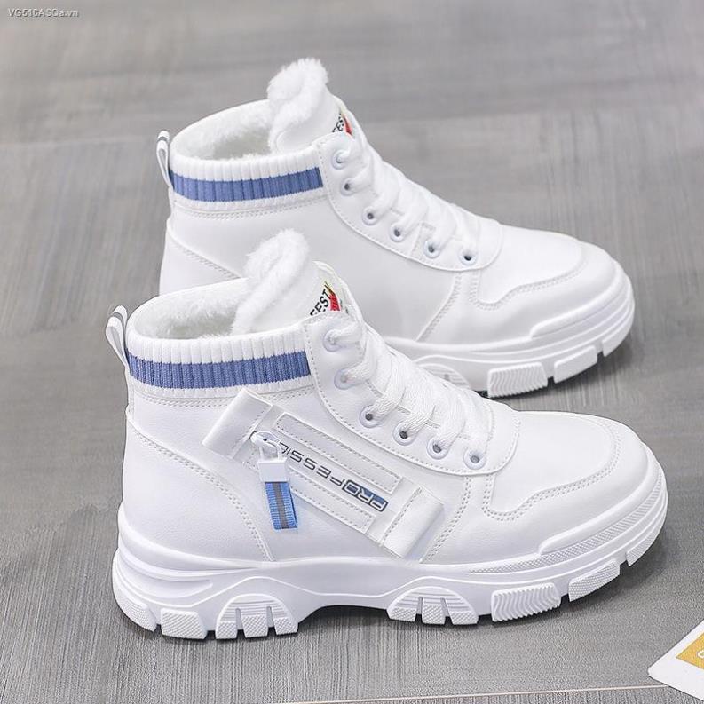 Giày boot martin cổ cao phối lông phong cách hàn quốc thời trang mùa đông cho nữ HOT