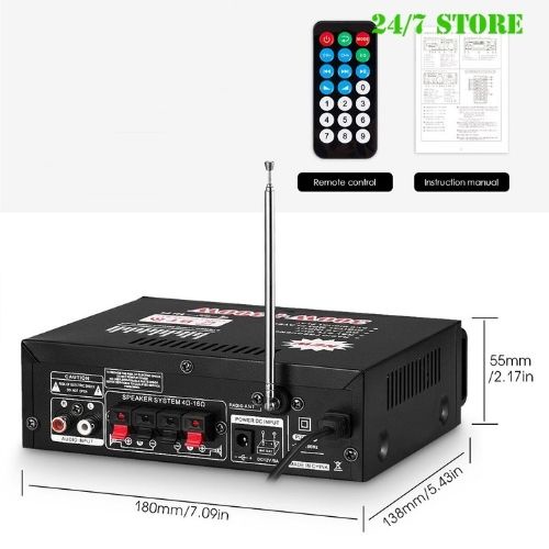 Amly bluetooth  karaoke mini, Amply BT198B đa chức năng thích hợp cho gia đình hoặc trên xe ô tô -  Bảo hành 1 đổi 1