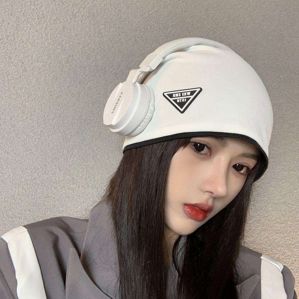 Mũ Beanie Màu Trơn Giữ Ấm Tai In Chữ Phong Cách Hàn Quốc Thời Trang Thu Đông Cho Nam