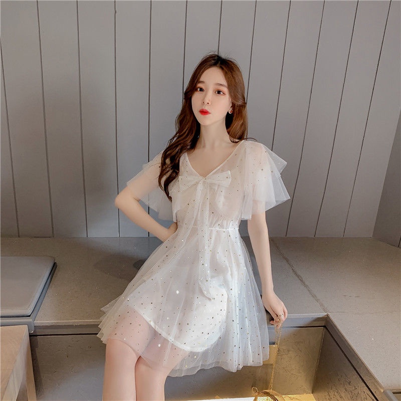 Amoi Bộ Đầm Thời Trang Pháp Niche Super XINGX Tulle Không Tay Phong Cách Phương Tây