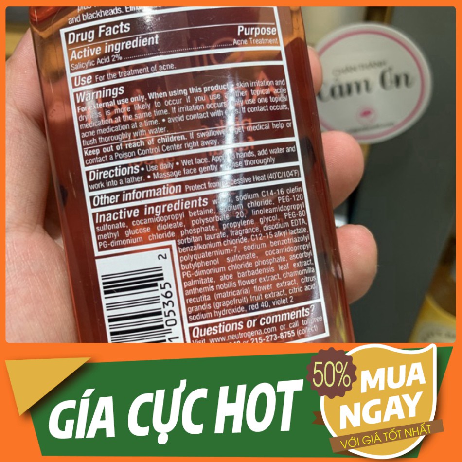 SALE LỚN Sữa rửa mặt giảm mụn Neutrogena Pink Grapefruit Acne Face Wash ( 177mL ) SALE LỚN