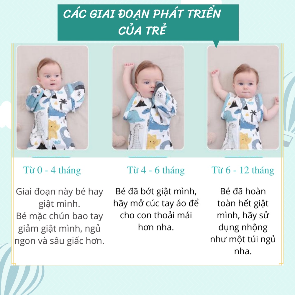 [CAO CẤP] Nhộng Chũn Cho Bé/ Túi Ngủ Cho Bé Hè Thu (Tặng Kèm Tay Dài Thay Thế)