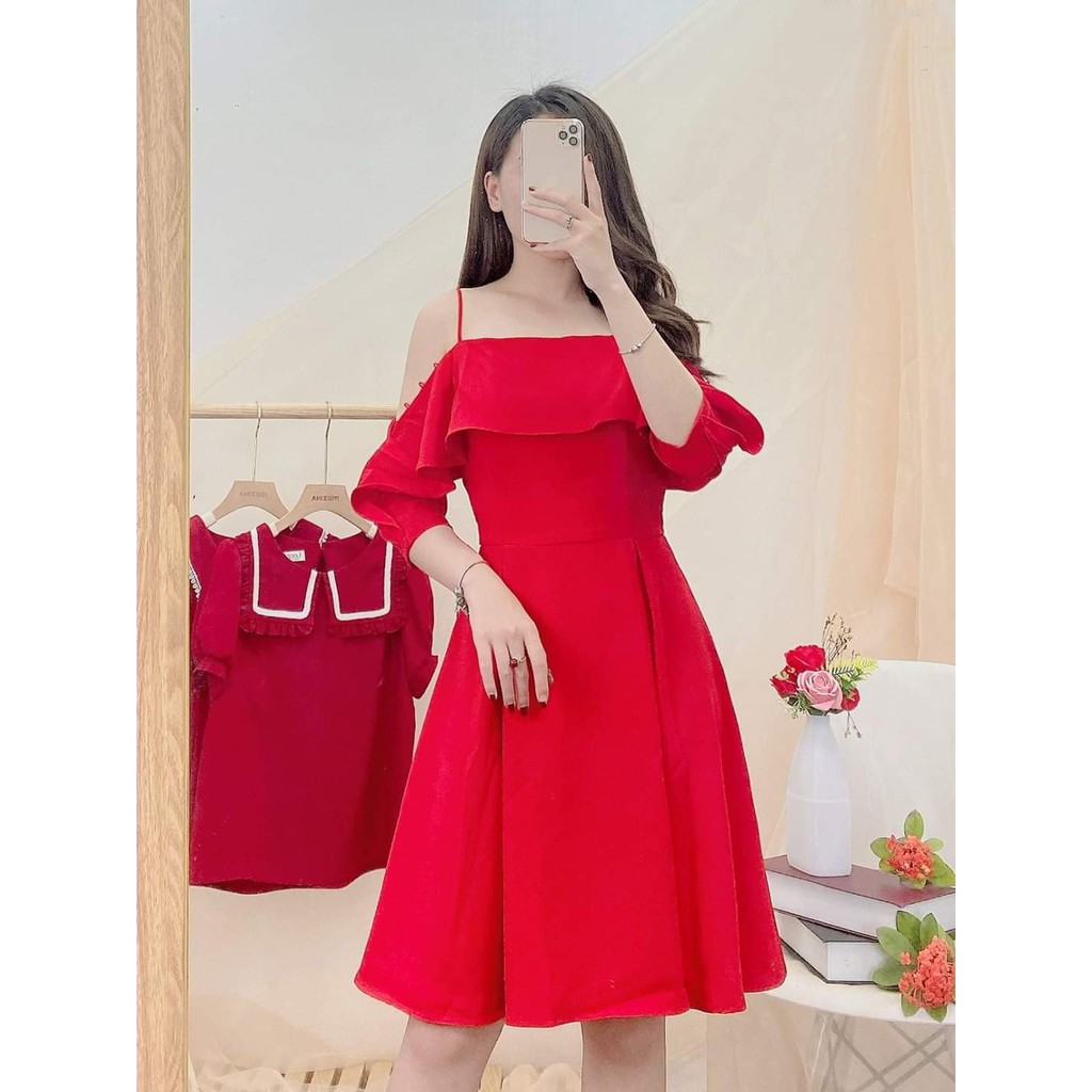 Đầm trễ vai trắng bèo 2 dây đẹp dịu dàng | BigBuy360 - bigbuy360.vn