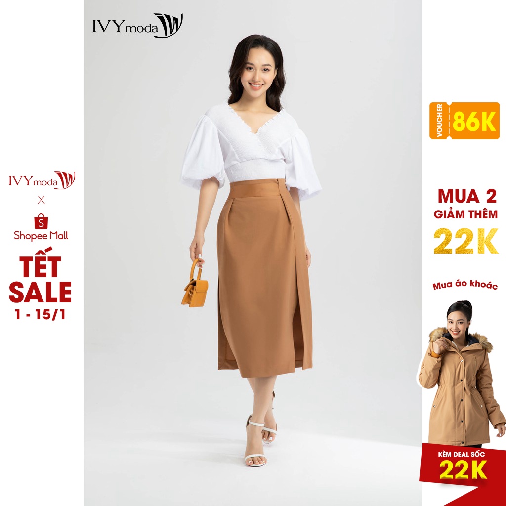 Áo croptop tay bồng nữ IVY moda MS 16B8137