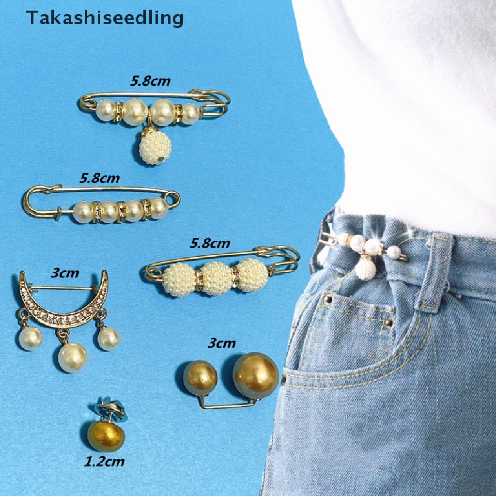 (Takashiseedling) Set 6 Ghim Cài Thắt Lưng Đính Ngọc Trai Giả Nhỏ Nhắn