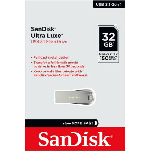 USB 3.1 SanDisk Ultra Luxe CZ74 32GB 150MB/s (Bạc) - Hàng chính hãng