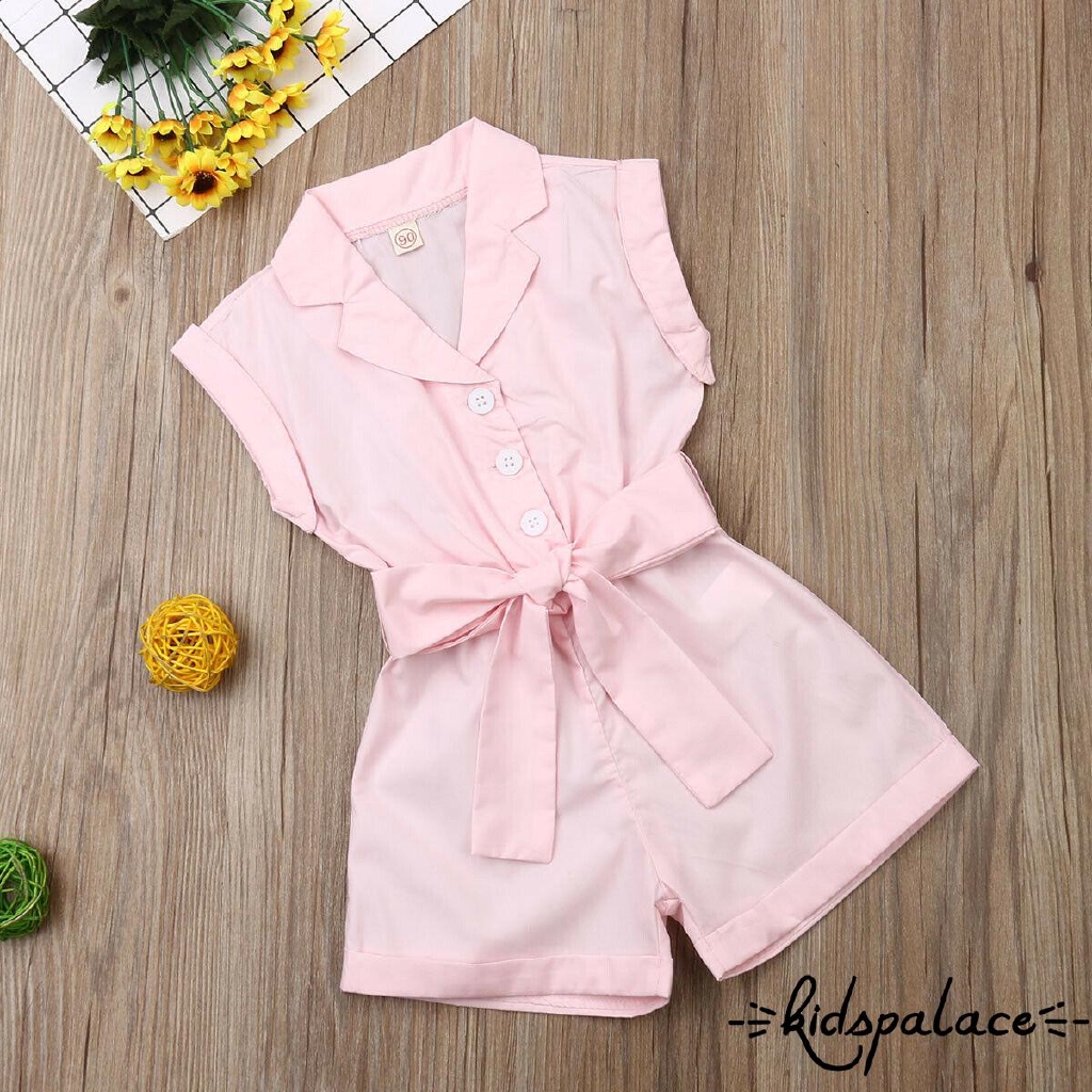 ♟Cute Baby Gilr Clothing Sleeveless Strappy Romper Jumpsuit Bodysuit