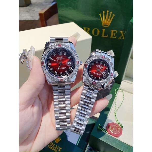 Đồng hồ Rolex nam nữ đá màu thời trang