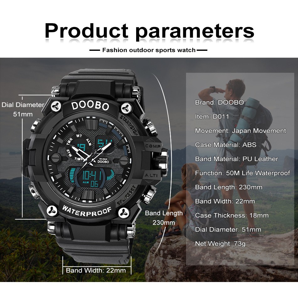 (CHUẨN MEN) Đồng Hồ Nam DOOBO JAPAN - Sports - 2 Máy Kim và Điện Tử Mạnh Mẽ Dây Silicone Bền Chắc | BigBuy360 - bigbuy360.vn