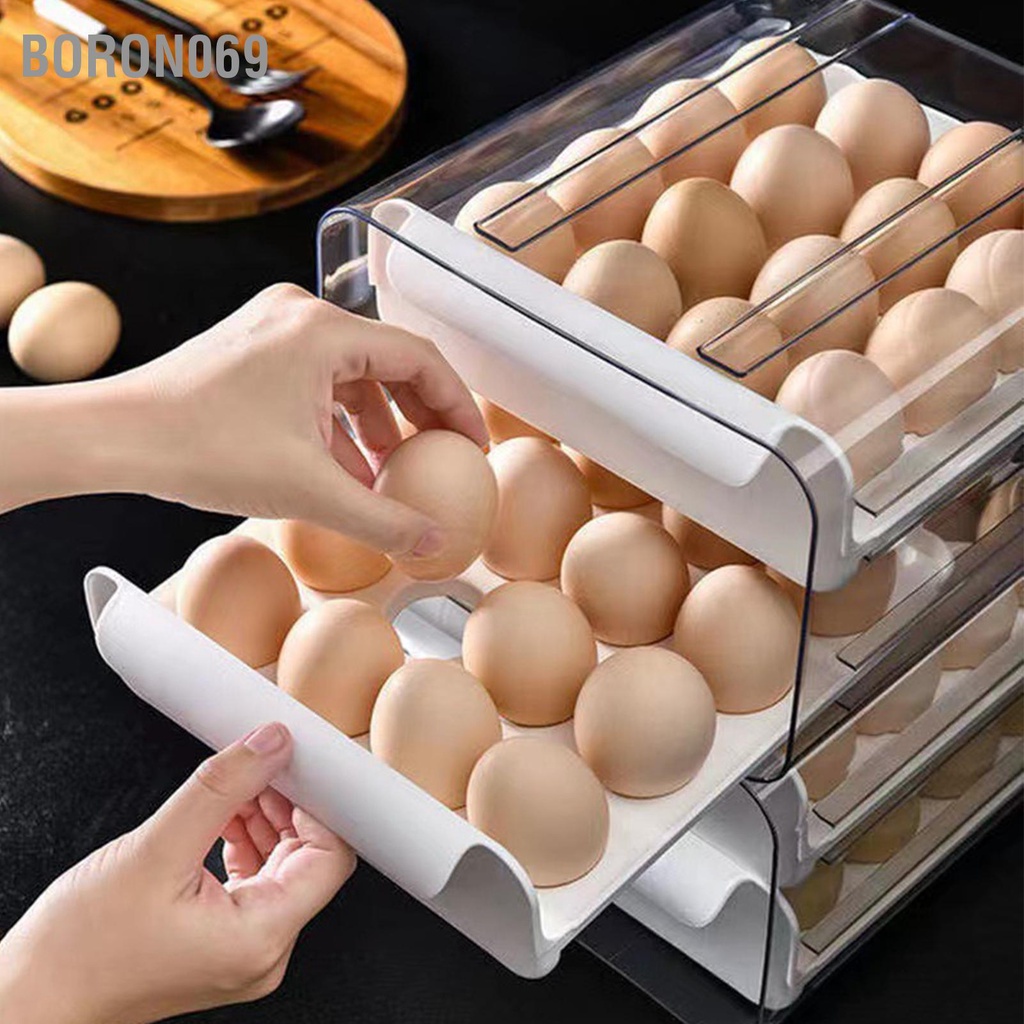 Hàng giao ngayHộp bảo quản ngăn kéo trứng Hai lớp trong suốt không độc hại Dày lên Hộp lưu trữ dung lượng lớn có Tay cầm cho Tủ lạnh