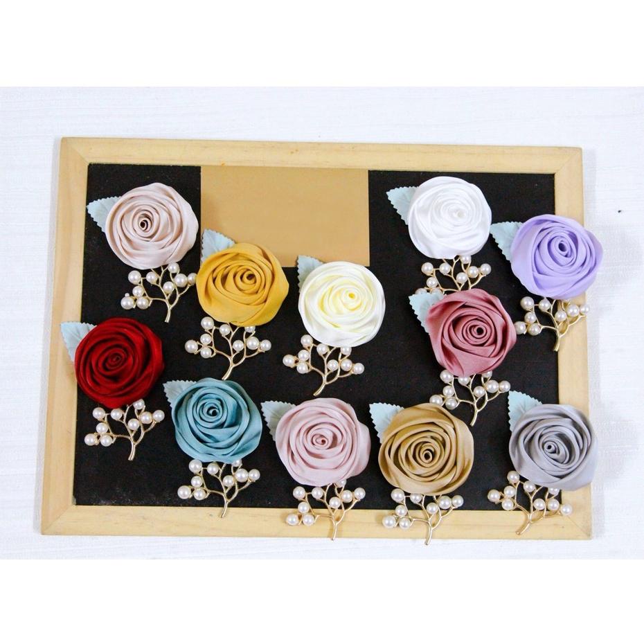 Hoa cài áo handmade cuộn mix trai chùm 1 lá phù hợp cài áo vest, váy hay sơ mi [HANN- Hoa cài áo, pk thời trang]