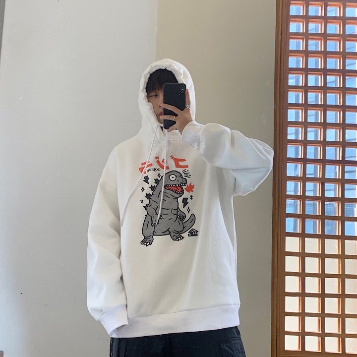 Áo hoodie nam nữ hình khủng long nhiều màu dưới 65kg mặc vừa