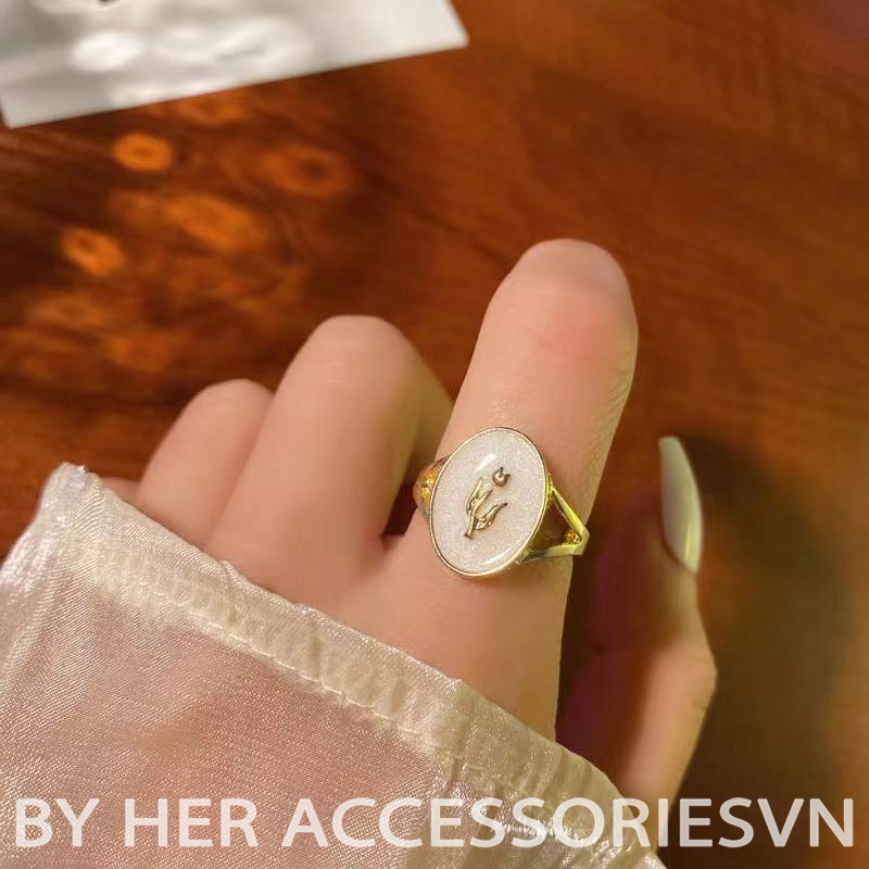 Nhẫn nữ hoa cổ điển &quot;Rosie&quot; , nhẫn bạc điều chỉnh được size Her Accessories N32