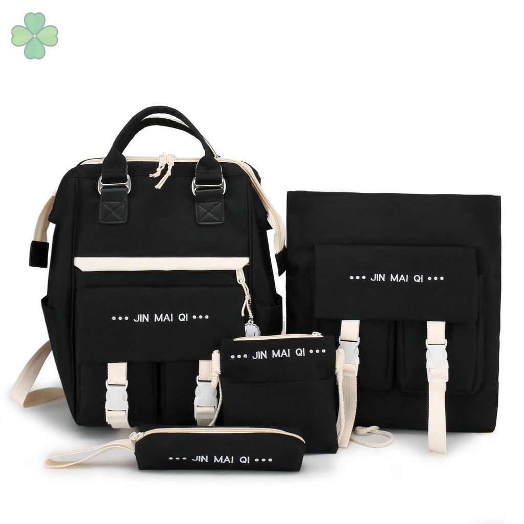 Set 4 Ba Lô Túi Ví Canvas Dễ Thương Cho Nữ